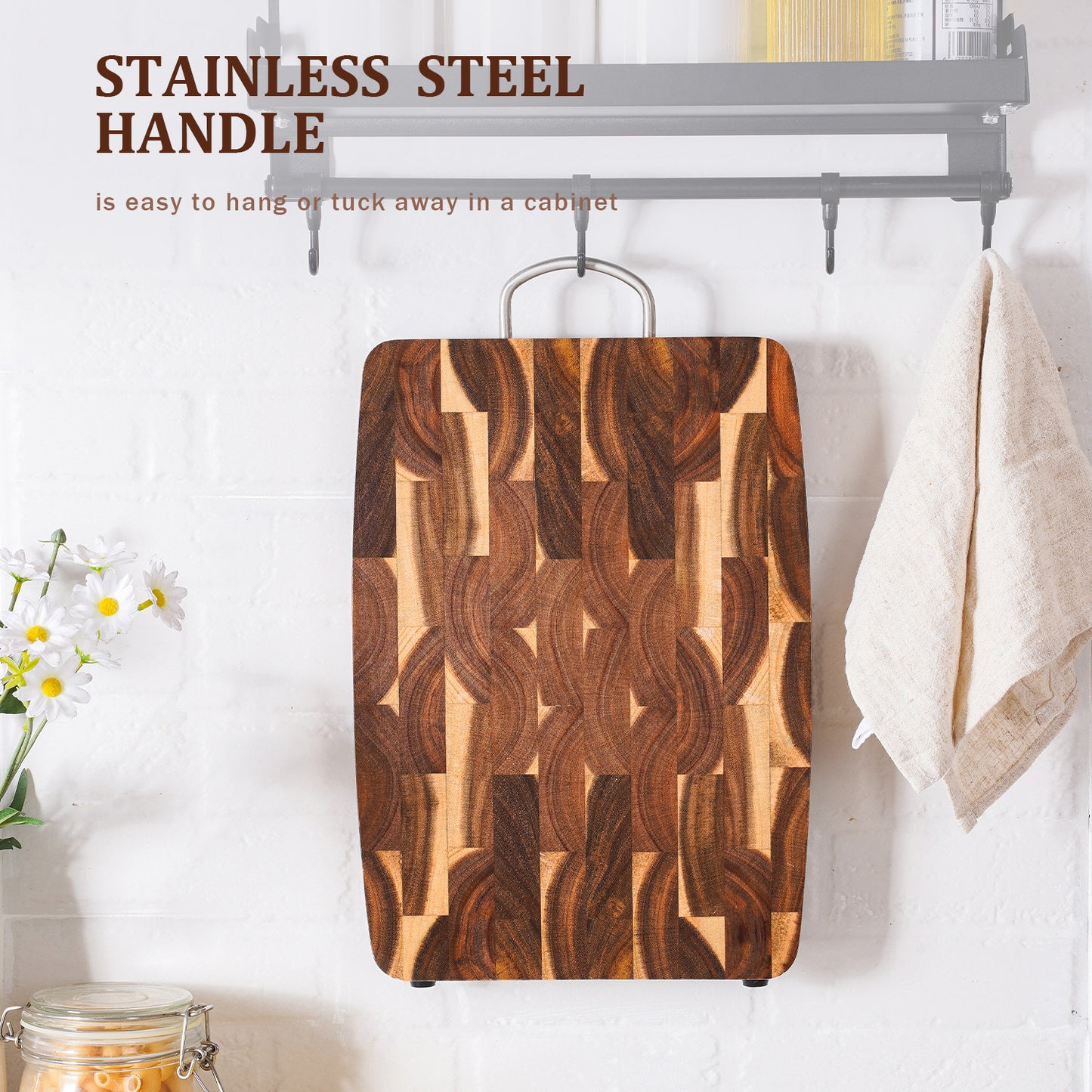 Geometrische Houten Snijplank - Design Keuken Snijplank met Rasterpatroon