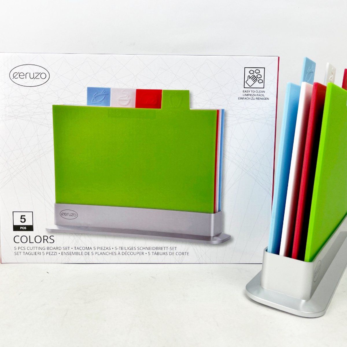 Snijplankenset 4-delig met Houder - Kleurgecodeerd - 32x25 cm