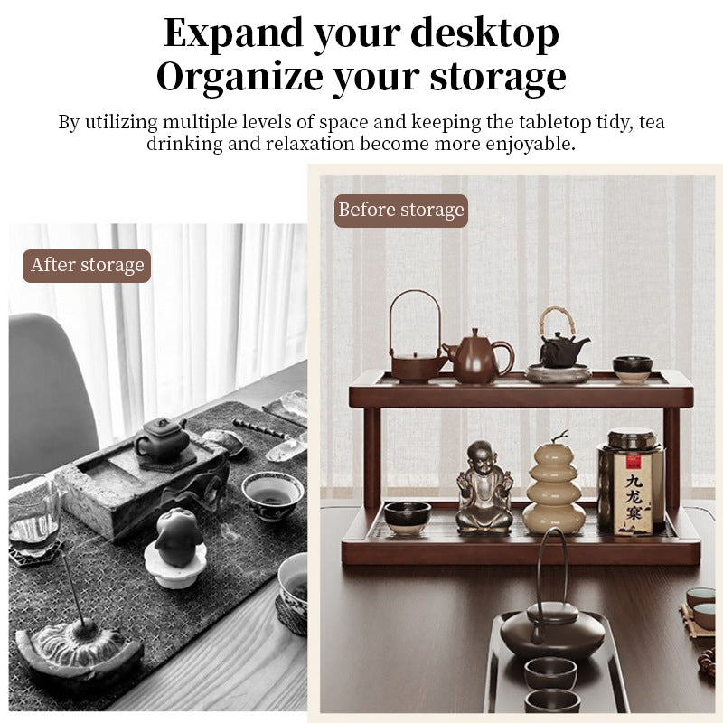 Bamboe Organizer 2 Lagen - Bureau Opbergrek met Acryl Basis