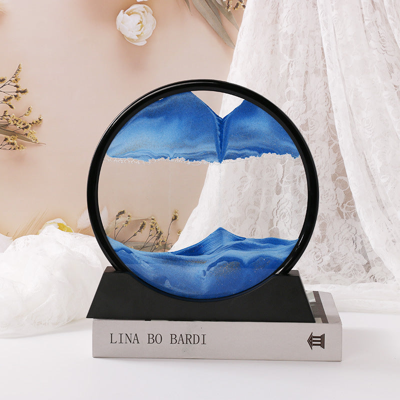 3D Zandloper met Bewegend Zand - Relaxerende Decoratie voor Bureau & Woonkamer