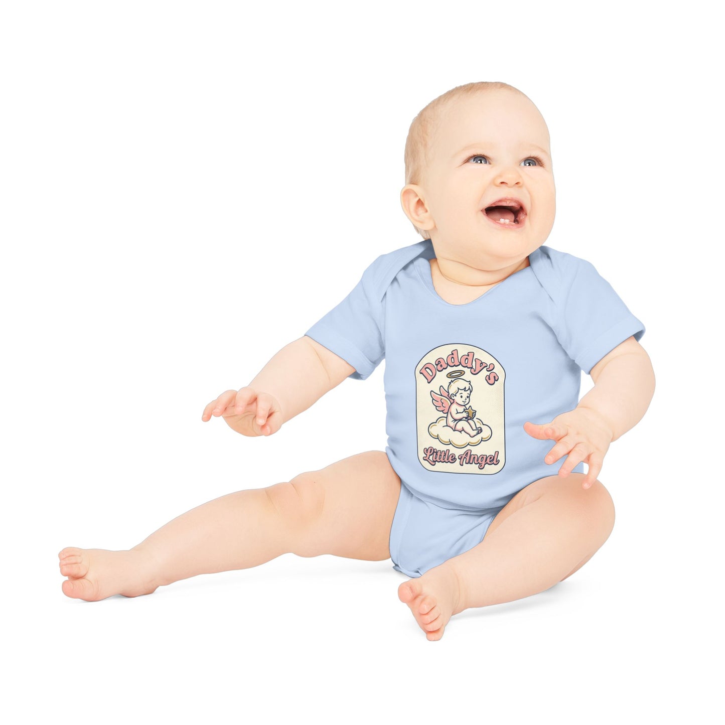 Daddy's Little Angel Baby Bodysuit - Organic Short Sleeve Infant Onesie