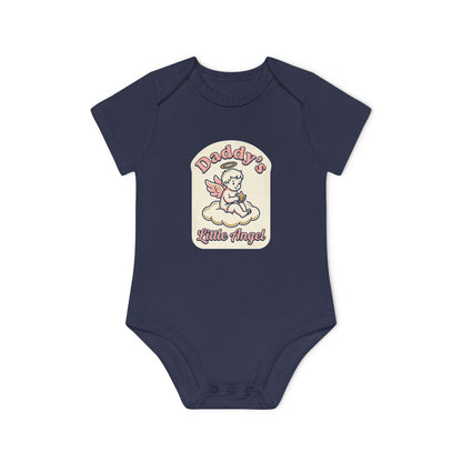 Daddy's Little Angel Baby Bodysuit - Organic Short Sleeve Infant Onesie