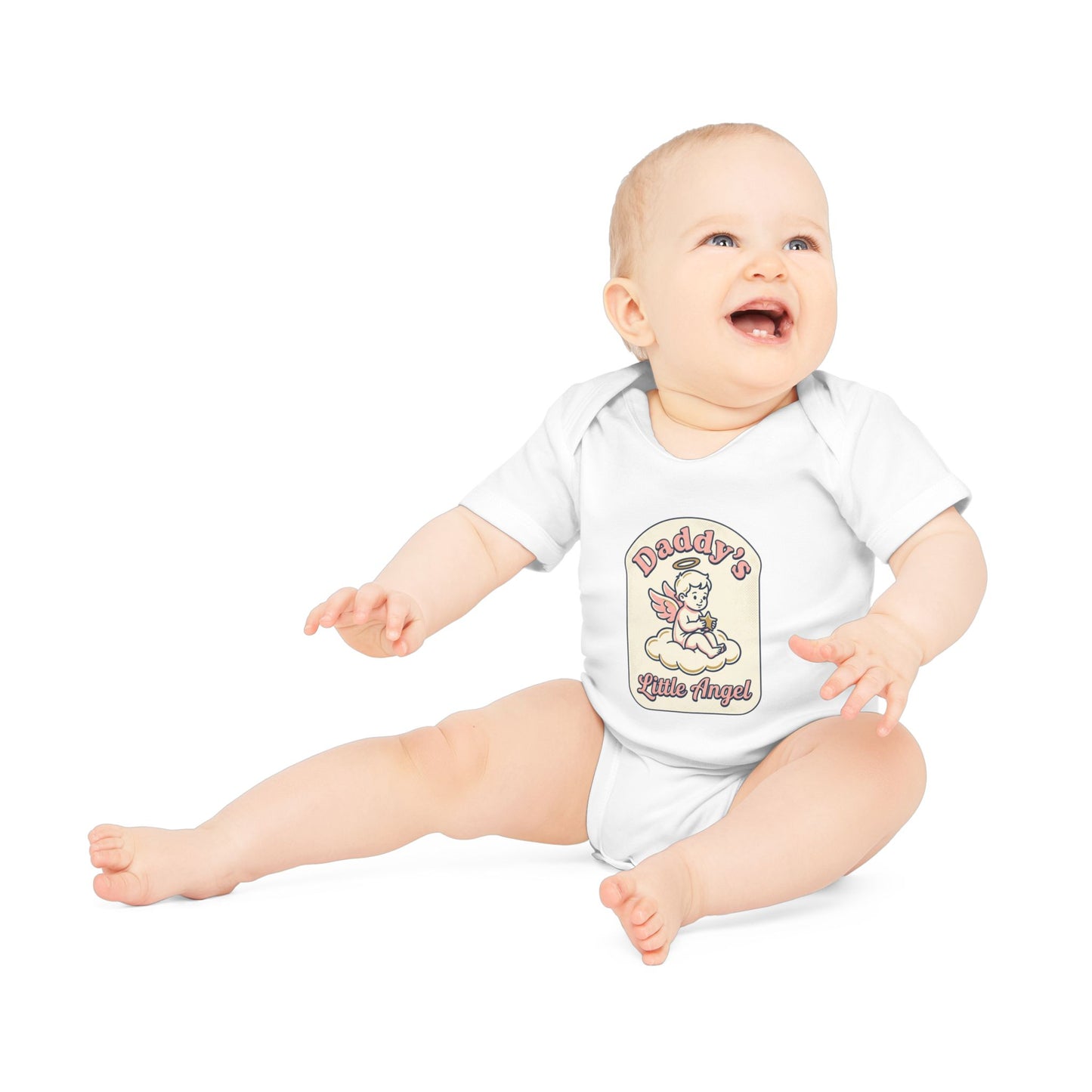 Daddy's Little Angel Baby Bodysuit - Organic Short Sleeve Infant Onesie
