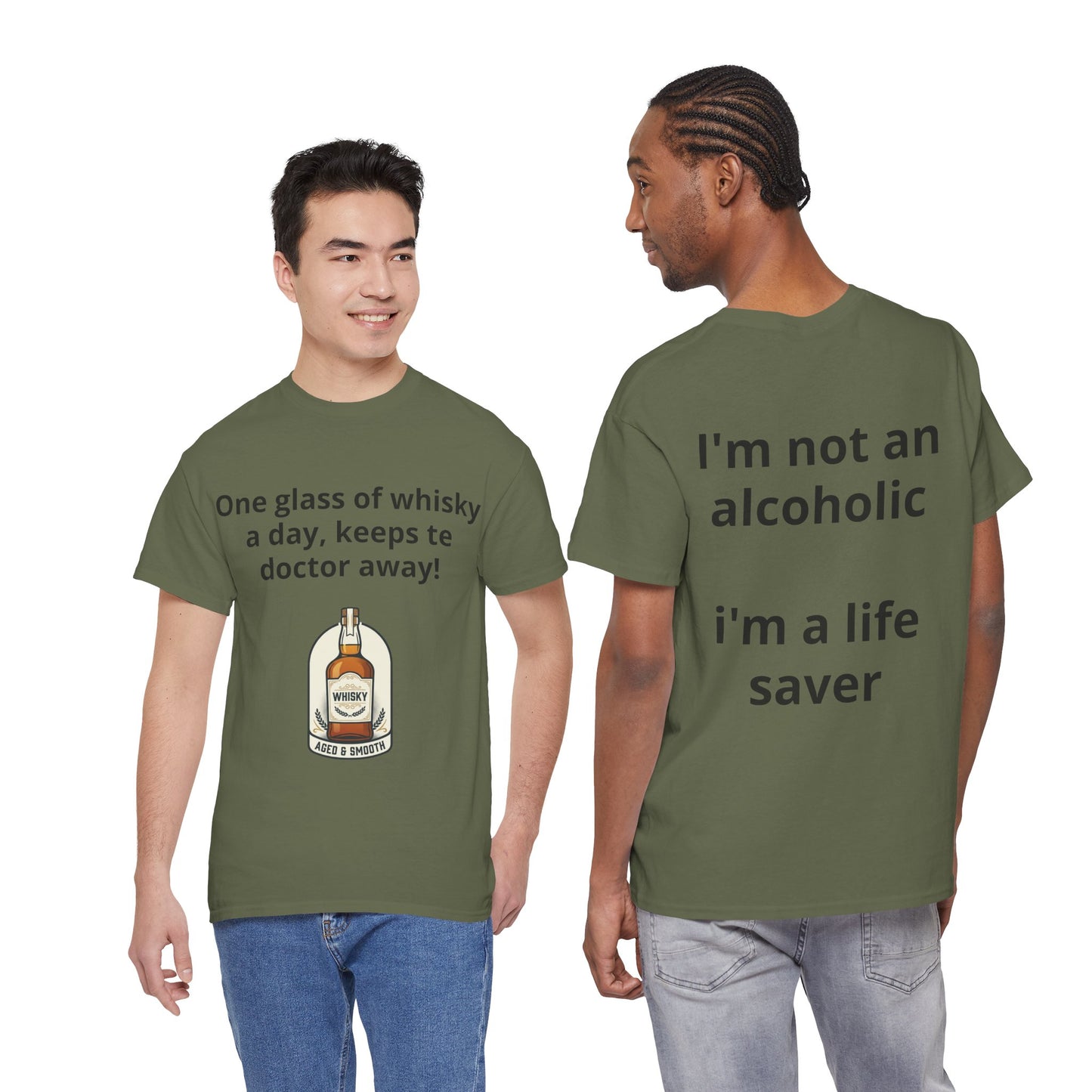 Whisky Humor T-Shirt — "One Glass of Whisky a Day..." Funny Drinking Tee