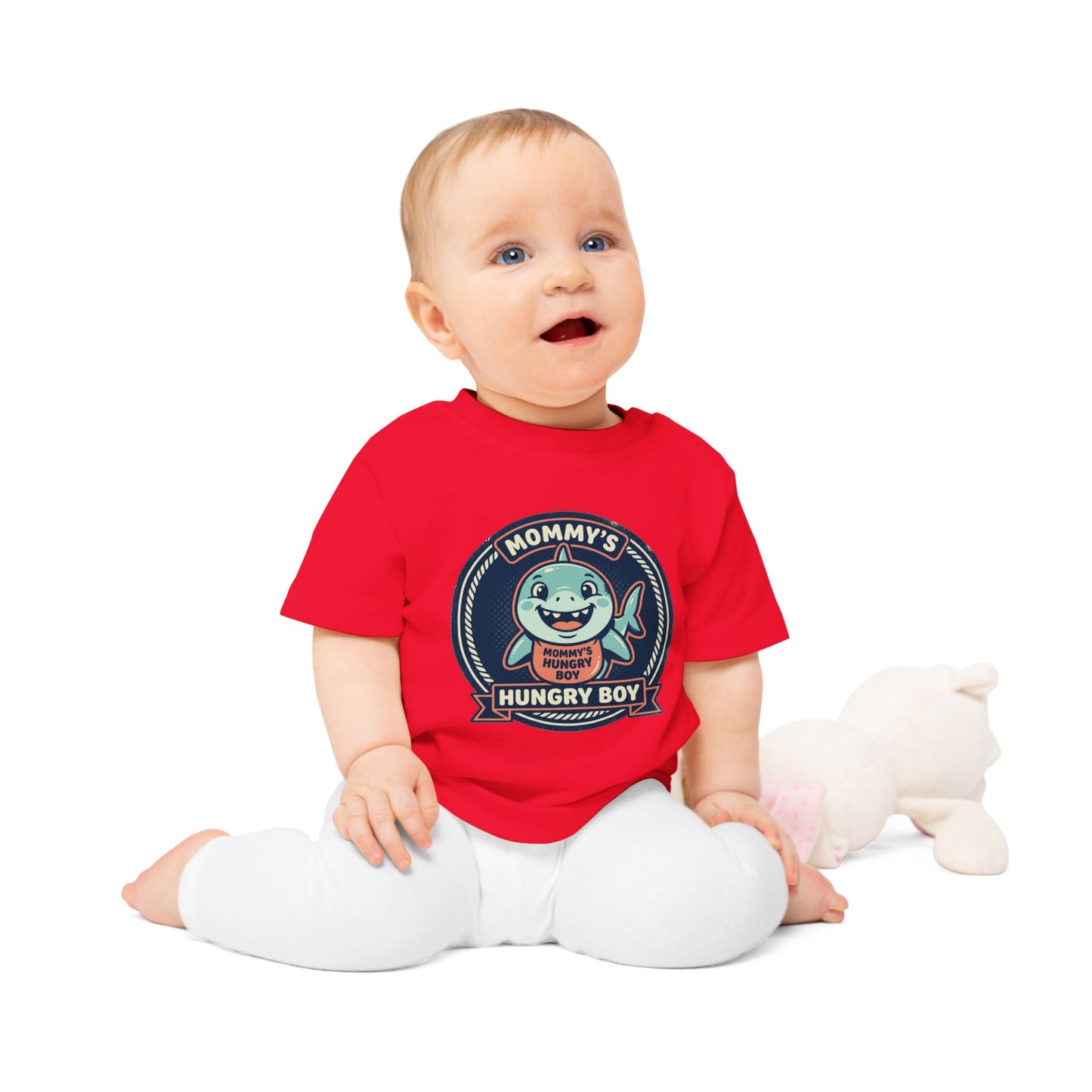 Mommy’s Hungry Boy Baby T-Shirt – Cute Shark Infant Tee