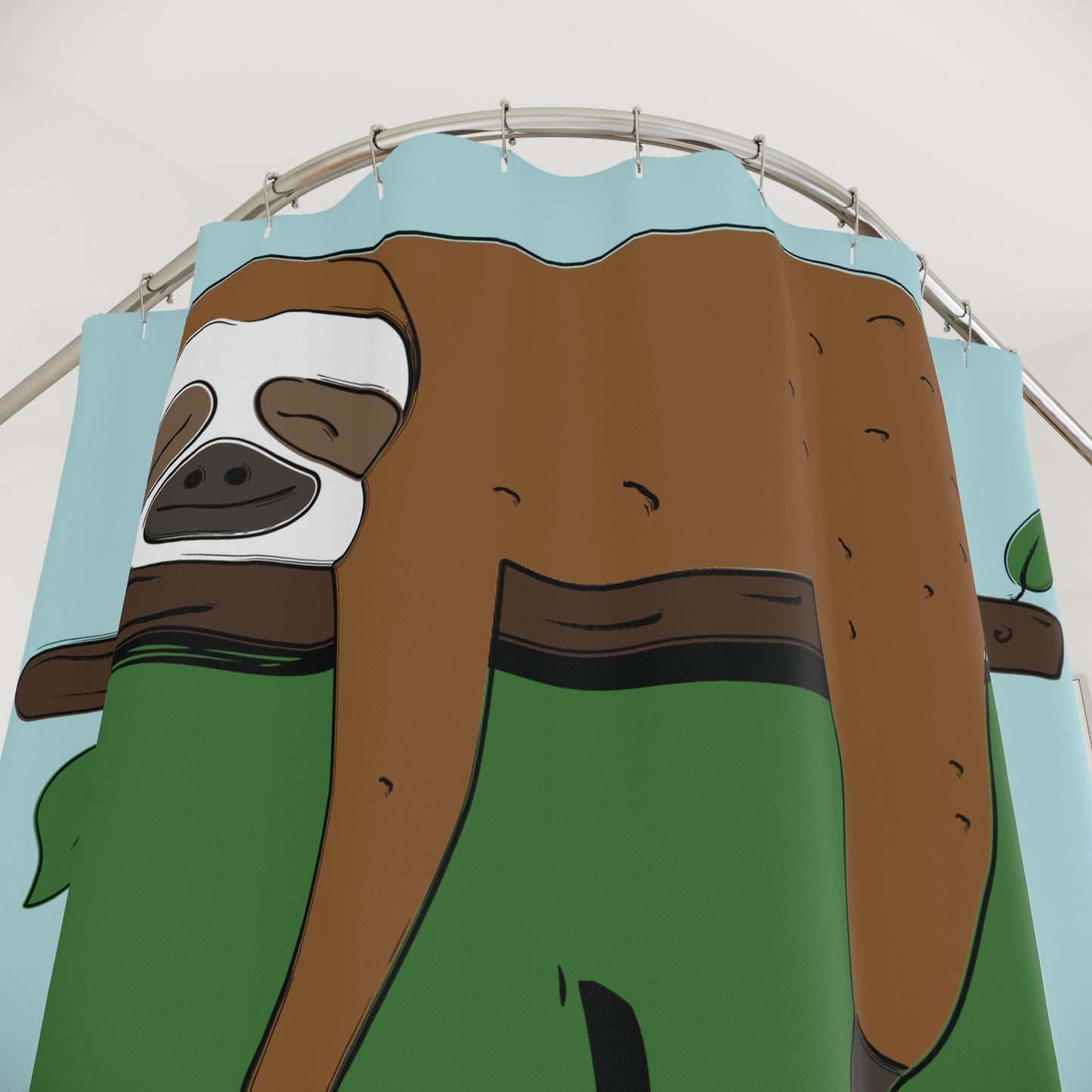 Cute Sloth Shower Curtain – Relaxing Jungle Bath Decor