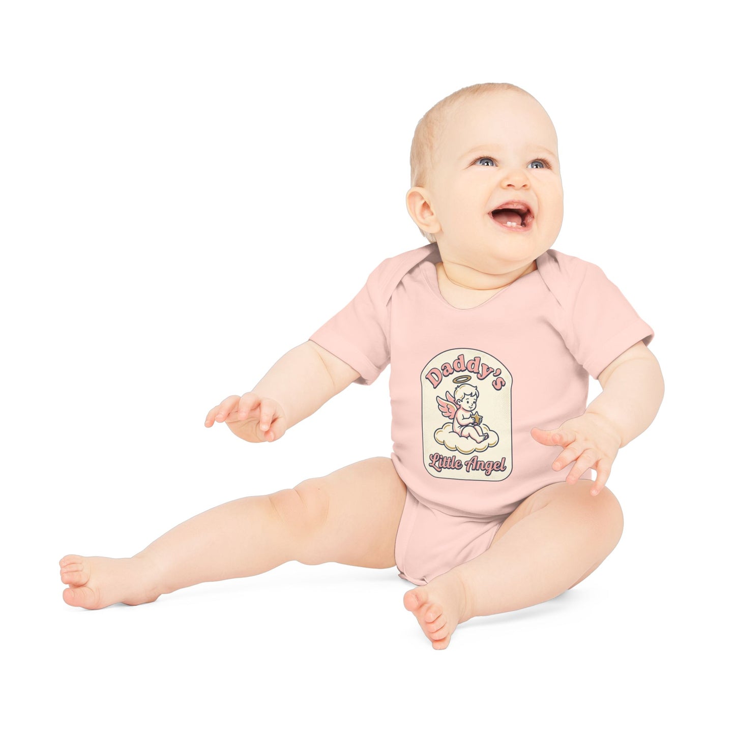Daddy's Little Angel Baby Bodysuit - Organic Short Sleeve Infant Onesie