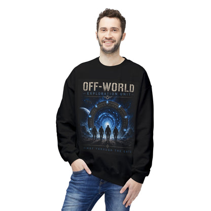 Off-World Exploration Unit Sweatshirt | Sci-Fi Crewneck | Space Explorer Sweater | First Through The Gate | Gift for Science Fiction Fans
