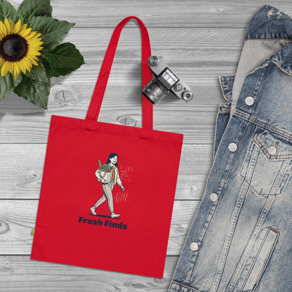 Tote Bag — 'Fresh Finds' Shopper Tote (Organic Cotton, Market & Grocery Bag)