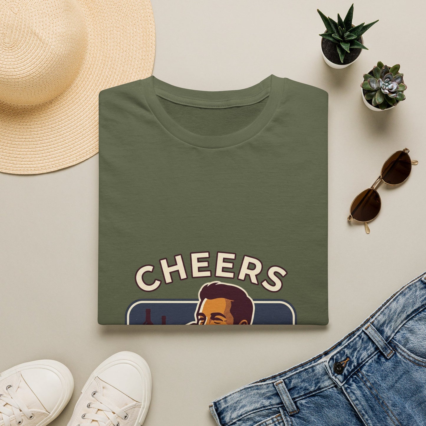 Cheers T-Shirt — Vintage Man Raising Glass "Savor the Moment" Graphic Tee