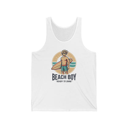 Beach Boy Tank Top — Retro Surf Graphic "Ready to Shine"
