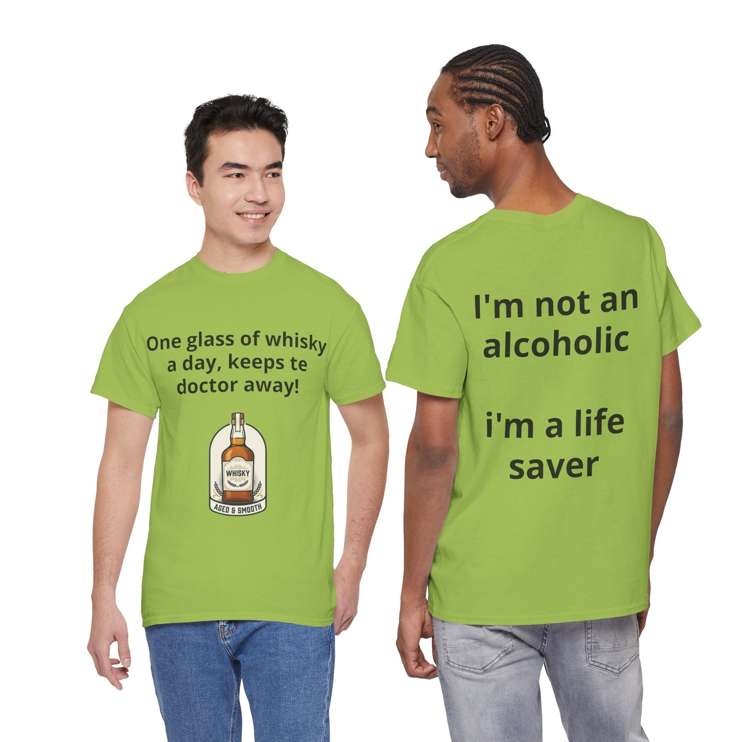 Whisky Humor T-Shirt — "One Glass of Whisky a Day..." Funny Drinking Tee