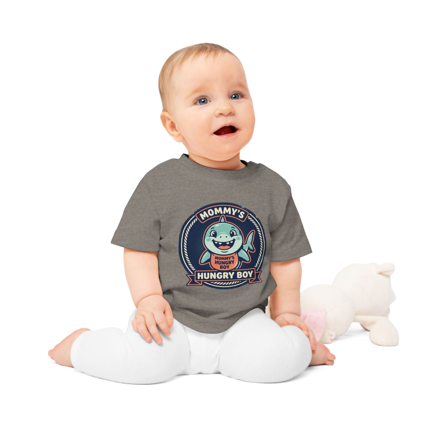Mommy’s Hungry Boy Baby T-Shirt – Cute Shark Infant Tee