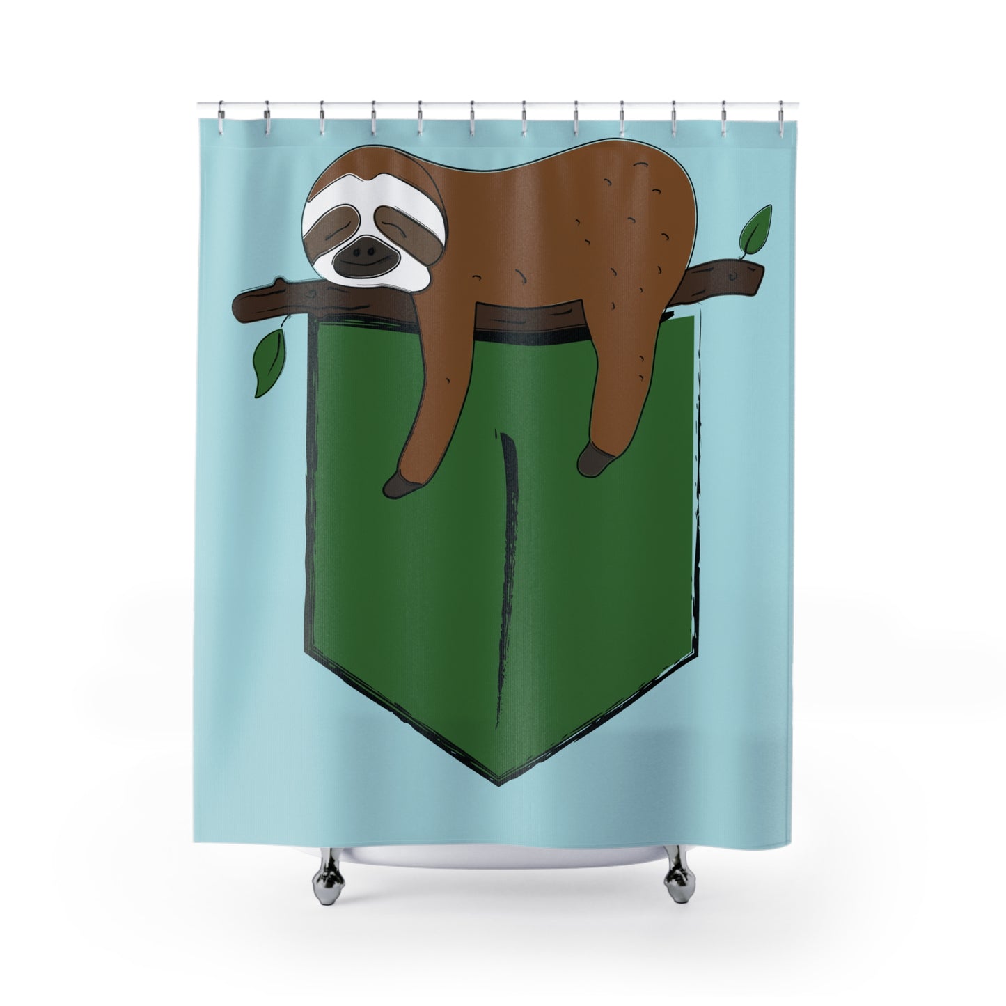 Cute Sloth Shower Curtain – Relaxing Jungle Bath Decor