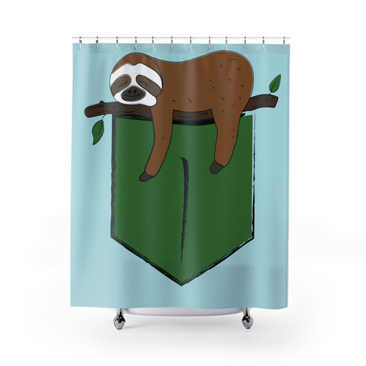 Cute Sloth Shower Curtain – Relaxing Jungle Bath Decor