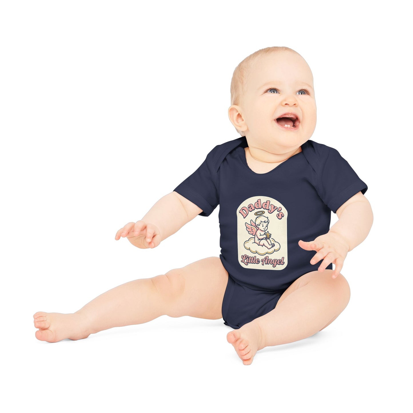 Daddy's Little Angel Baby Bodysuit - Organic Short Sleeve Infant Onesie