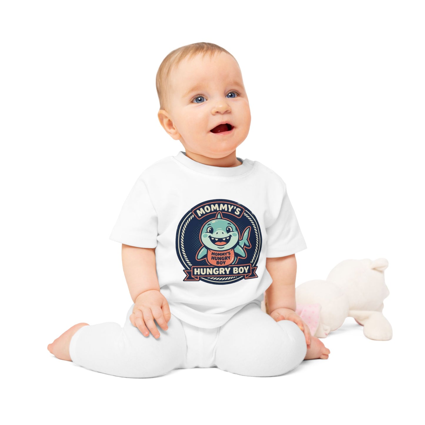 Mommy’s Hungry Boy Baby T-Shirt – Cute Shark Infant Tee