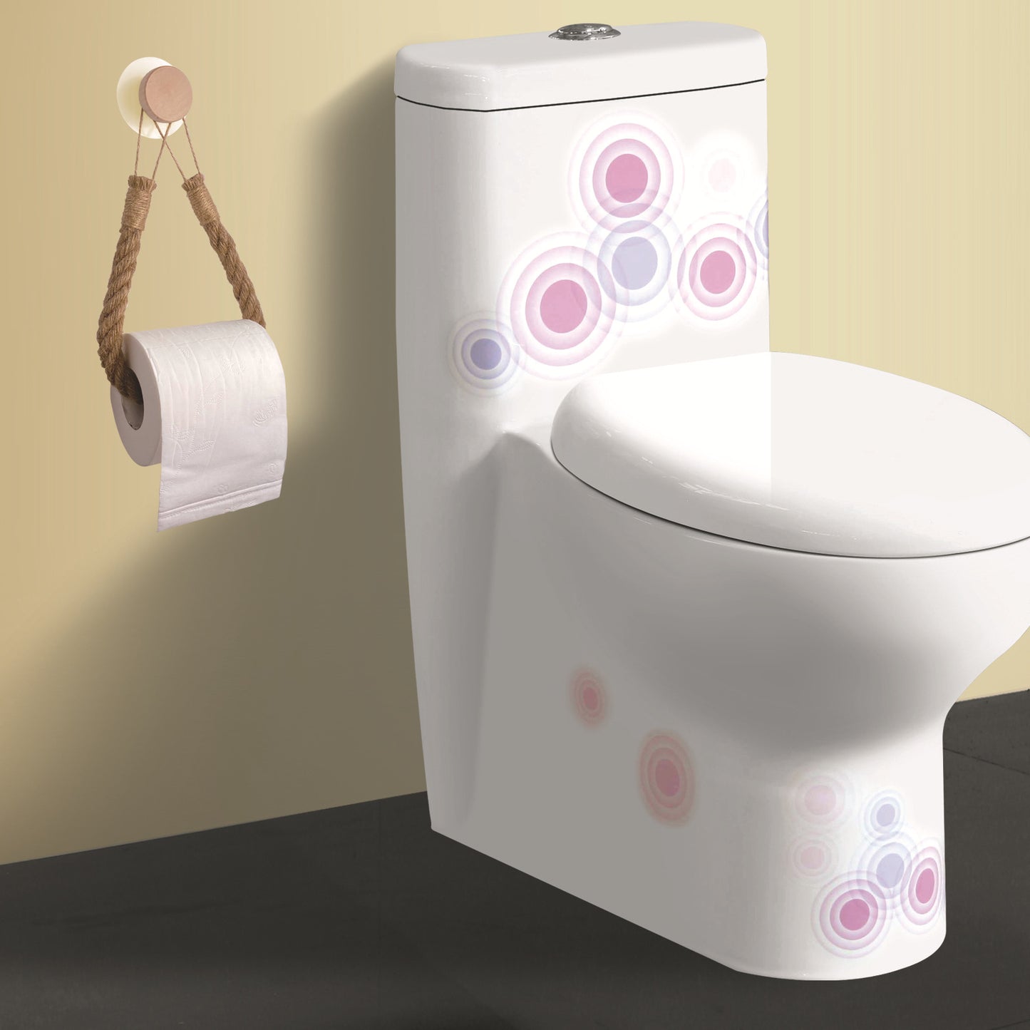 Towel Holder with Hemp Rope - Self-Adhesive No Drilling | Toilet Roll Holder Bathroom