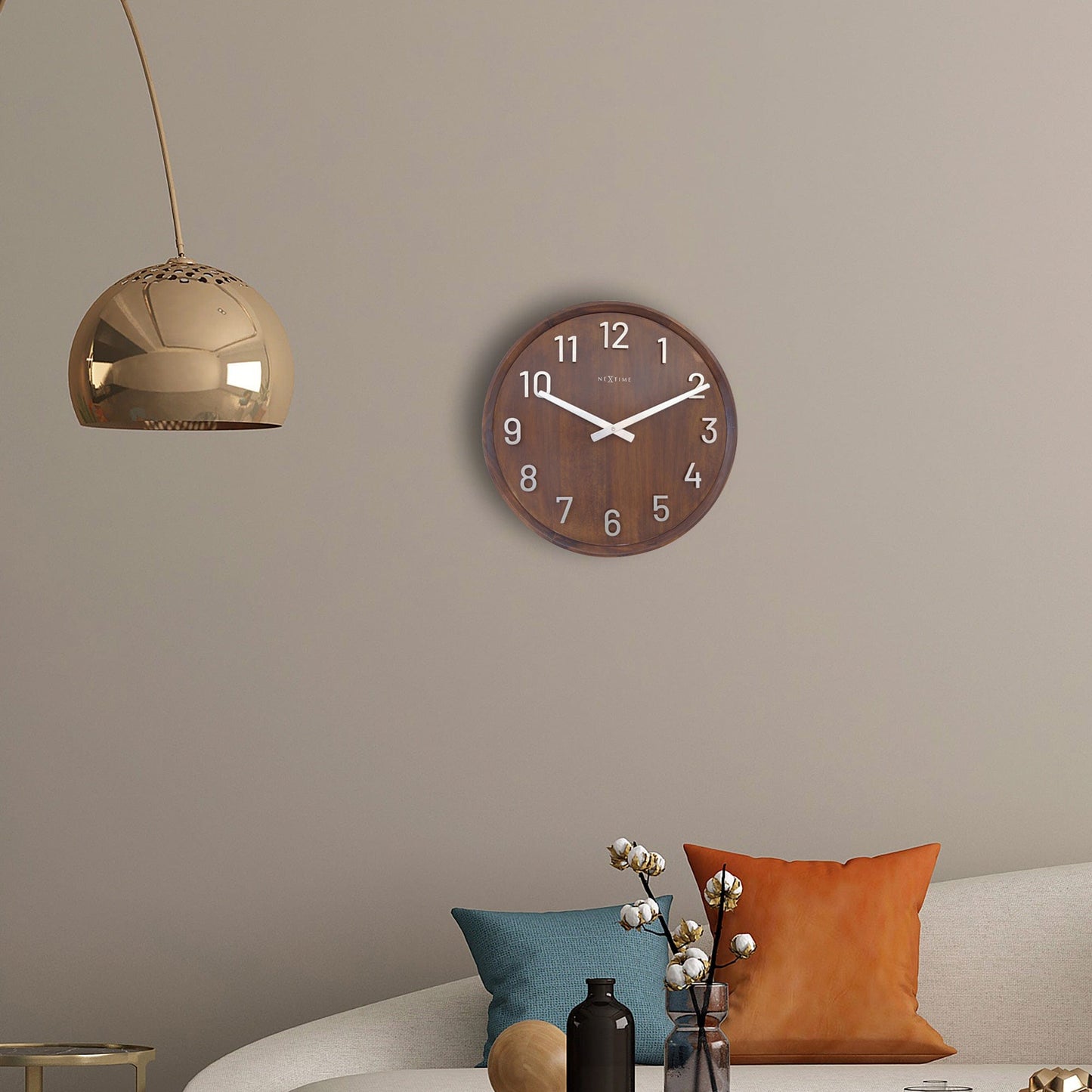 NeXtime Precious Wandklok 50cm - Groot 3D Design - Hout en Metaal