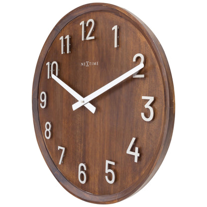 NeXtime Precious Wandklok 50cm - Groot 3D Design - Hout en Metaal