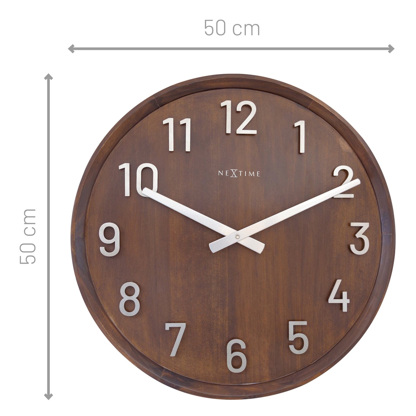 NeXtime Precious Wandklok 50cm - Groot 3D Design - Hout en Metaal