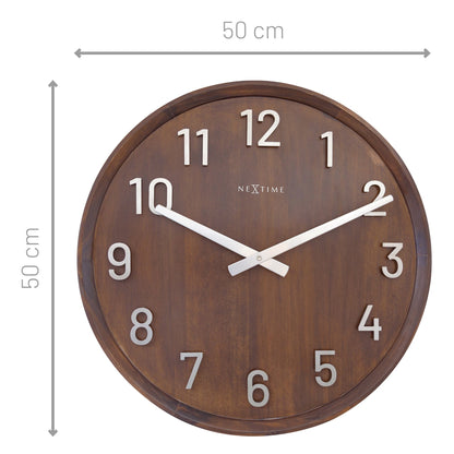 NeXtime Precious Wandklok 50cm - Groot 3D Design - Hout en Metaal