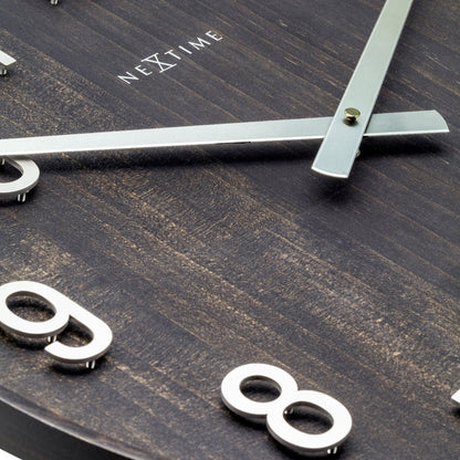 NeXtime Precious Wandklok 50cm - Groot 3D Design - Hout en Metaal