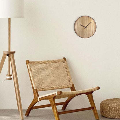 NeXtime Oslo Wandklok 30cm - Japandi Stijl - Donkerbruin/Lichtbruin