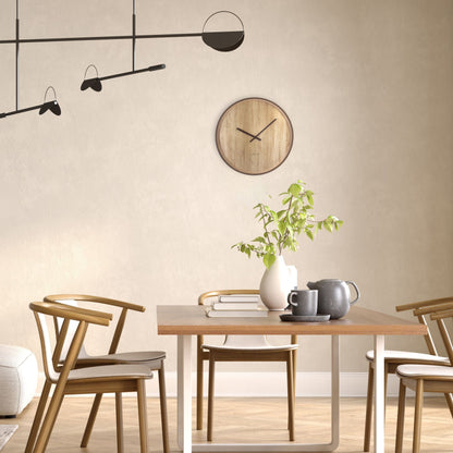 NeXtime Oslo Wandklok 30cm - Japandi Stijl - Donkerbruin/Lichtbruin