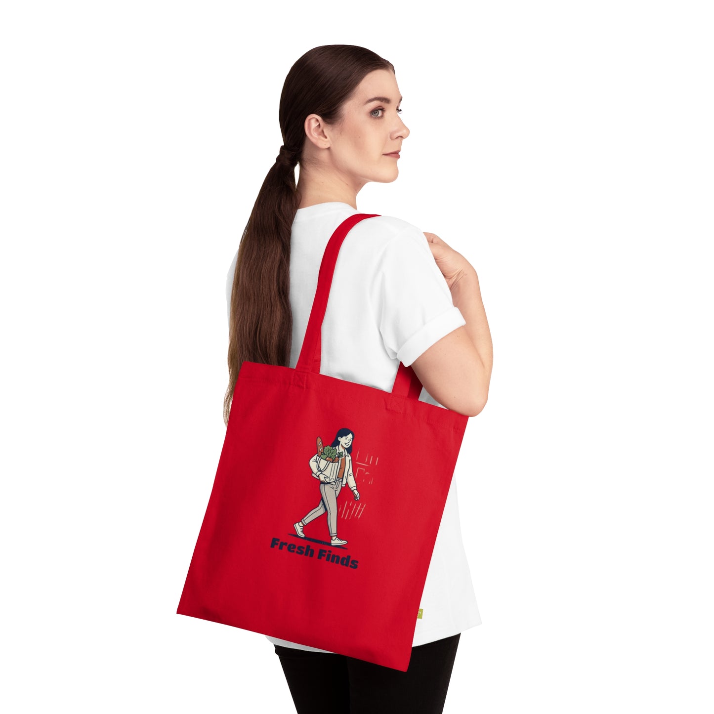 Tote Bag — 'Fresh Finds' Shopper Tote (Organic Cotton, Market & Grocery Bag)