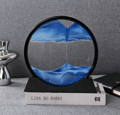 3D Zandloper met Bewegend Zand - Relaxerende Decoratie voor Bureau & Woonkamer