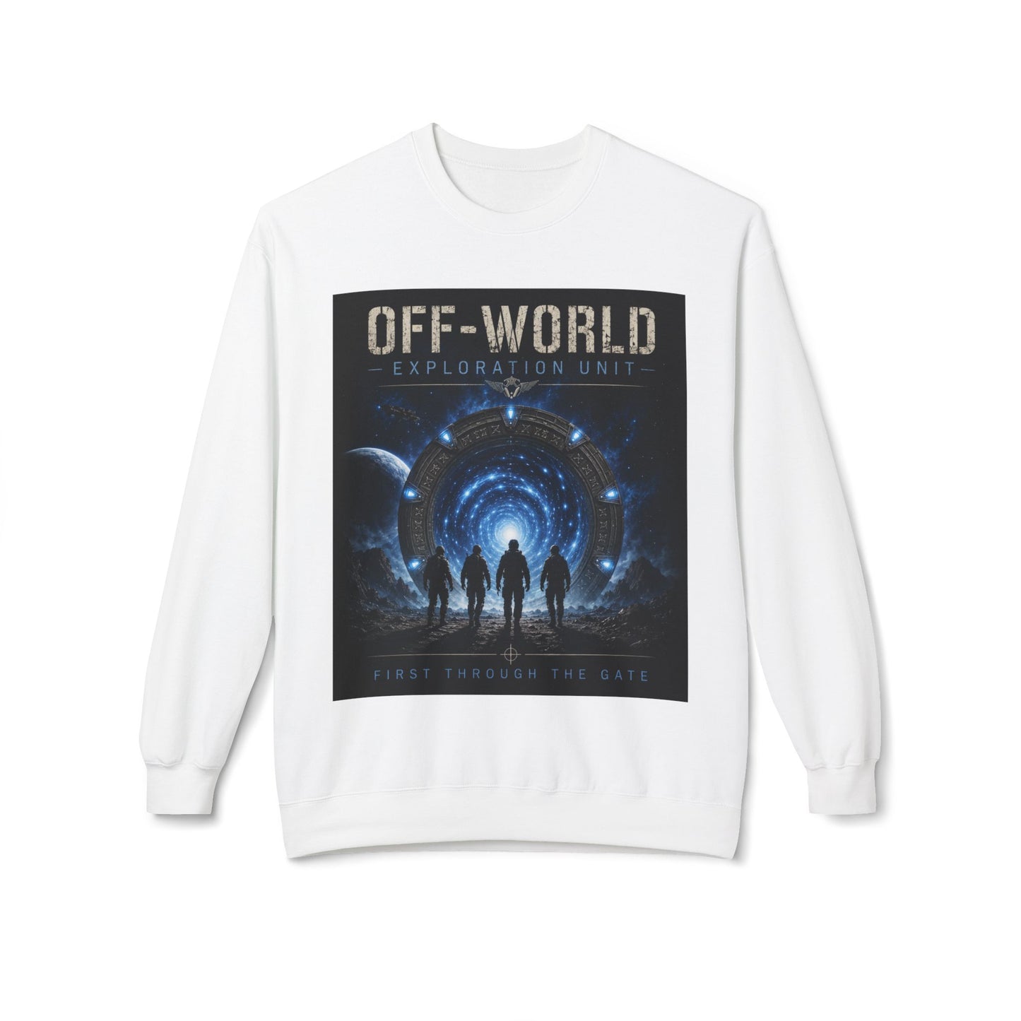 Off-World Exploration Unit Sweatshirt | Sci-Fi Crewneck | Space Explorer Sweater | First Through The Gate | Gift for Science Fiction Fans