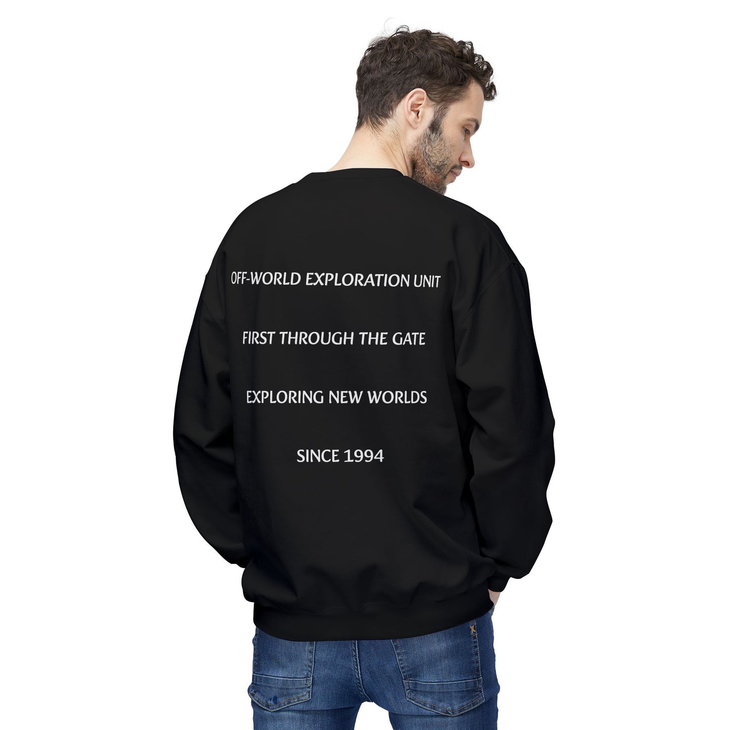 Off-World Exploration Unit Sweatshirt | Sci-Fi Crewneck | Space Explorer Sweater | First Through The Gate | Gift for Science Fiction Fans