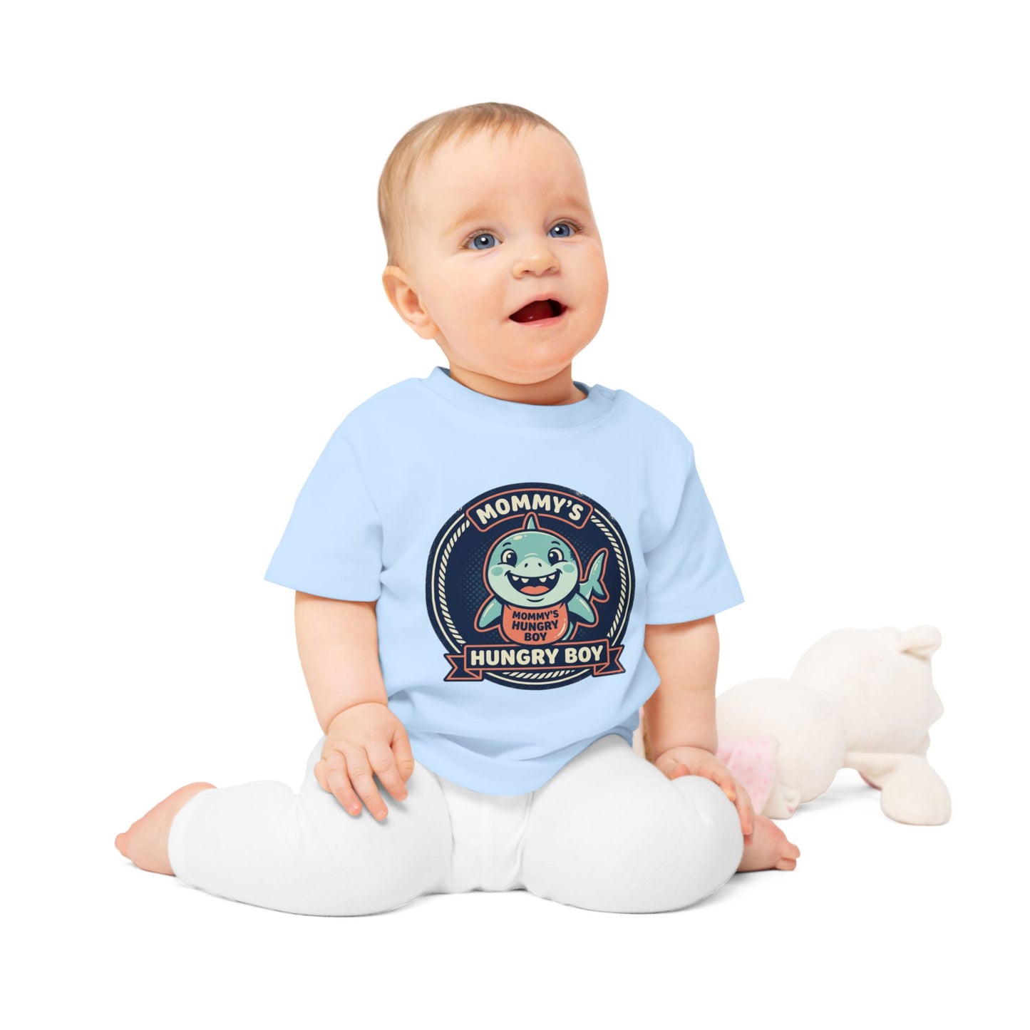 Mommy’s Hungry Boy Baby T-Shirt – Cute Shark Infant Tee