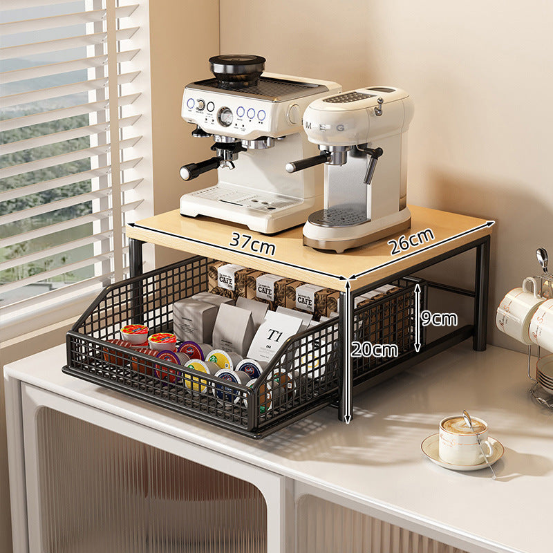 Magnetronrek Hout en Metaal - Aanrechtrek met Lade voor Keukenapparaten