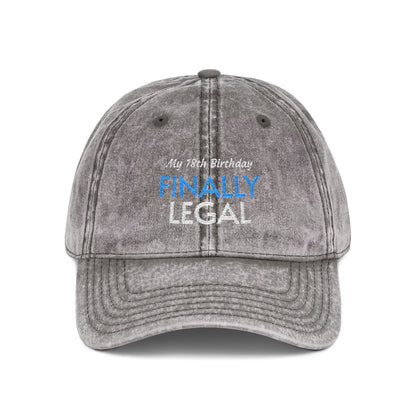 Vintage Embroidered Cap — “Finally Legal” 21st Birthday Hat