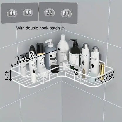 Bathroom Storage Rack Toilet Washroom Wall-Mounted Hole-Free Multi-Functional Iron Mesh Long Strip Organizer 