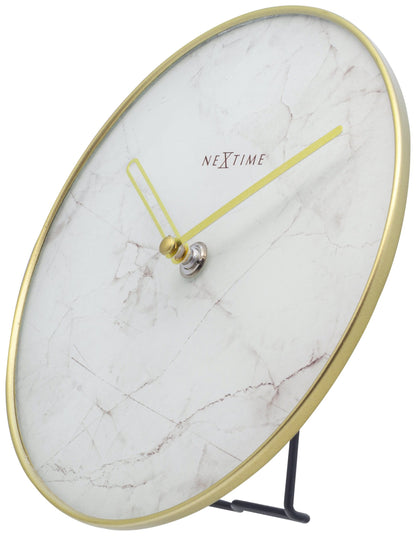 Tafelklok Marmer - 20 cm - Glas & Goud - NeXtime