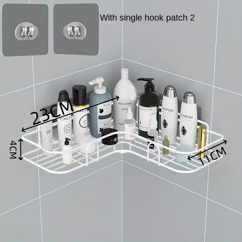 Bathroom Storage Rack Toilet Washroom Wall-Mounted Hole-Free Multi-Functional Iron Mesh Long Strip Organizer 