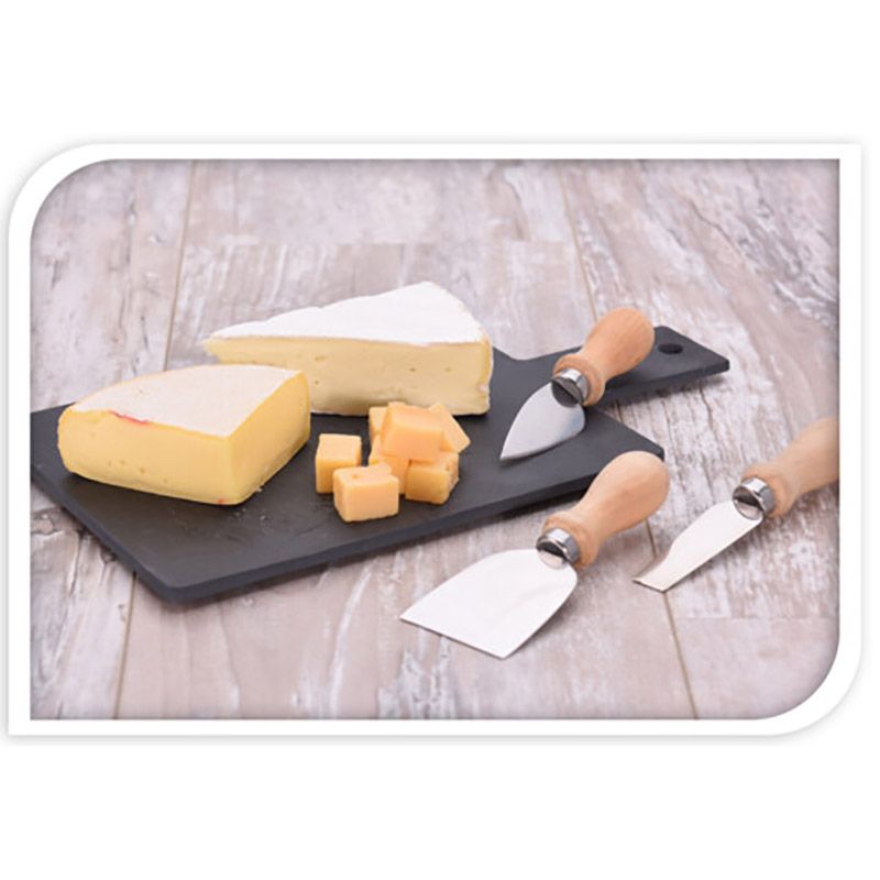 Kaasplank Leisteen met 3 Kaasmesjes - 33x17 cm