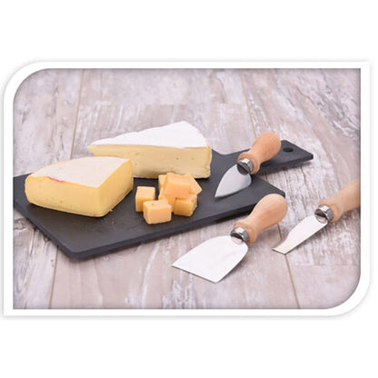 Kaasplank Leisteen met 3 Kaasmesjes - 33x17 cm