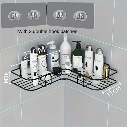 Bathroom Storage Rack Toilet Washroom Wall-Mounted Hole-Free Multi-Functional Iron Mesh Long Strip Organizer 