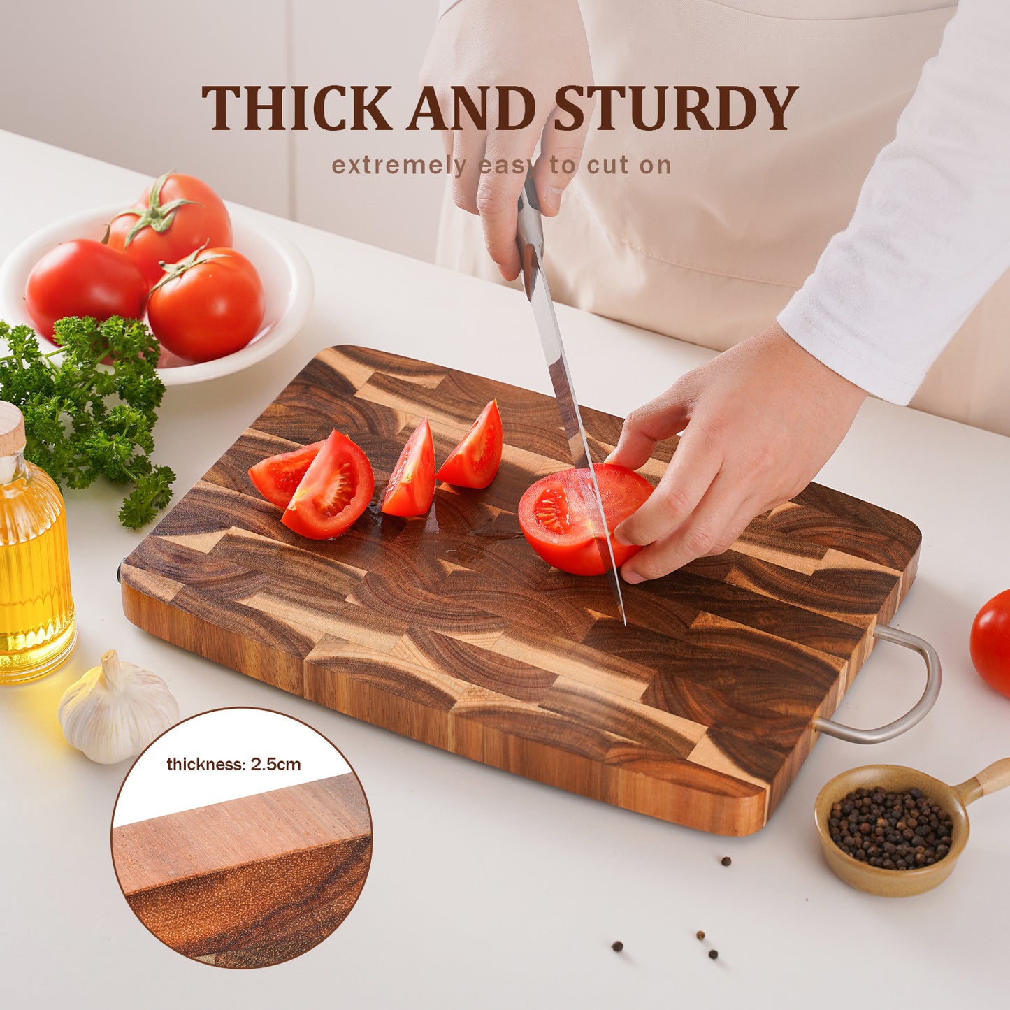 Geometrische Houten Snijplank - Design Keuken Snijplank met Rasterpatroon