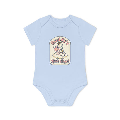 Daddy's Little Angel Baby Bodysuit - Organic Short Sleeve Infant Onesie