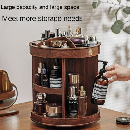 Draaibare Make-up Organizer Walnoothout - 3-Laags Cosmetica Opbergbox Bureau