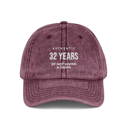 Embroidered '32 Years of Not Giving a Damn' Vintage Cap