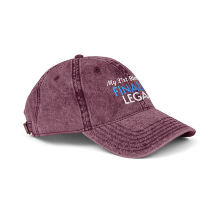 Finally Legal Embroidered Vintage Cap — 21st Birthday Hat