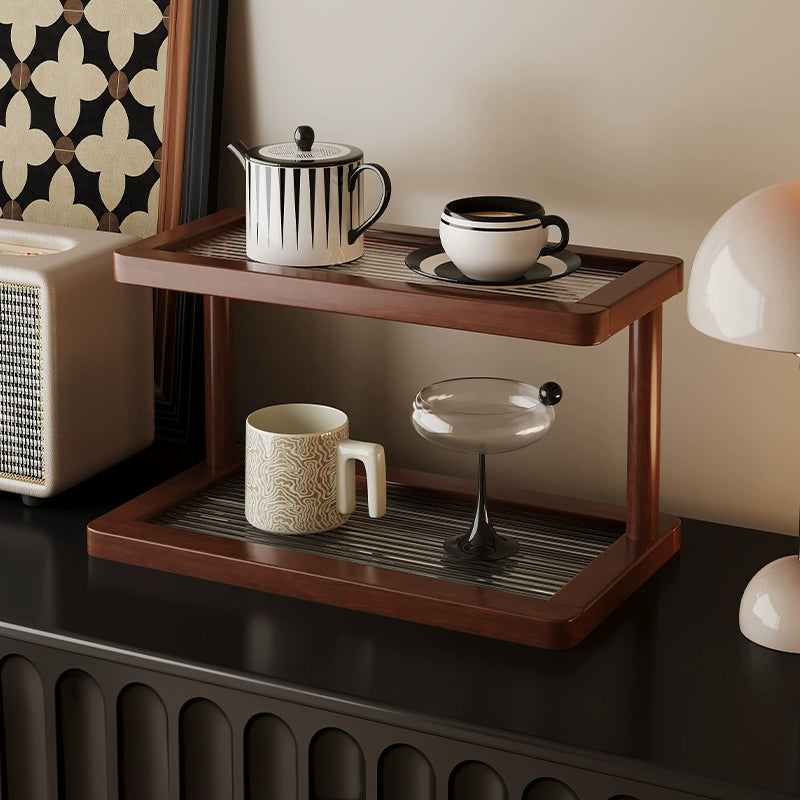 Bamboe Organizer 2 Lagen - Bureau Opbergrek met Acryl Basis