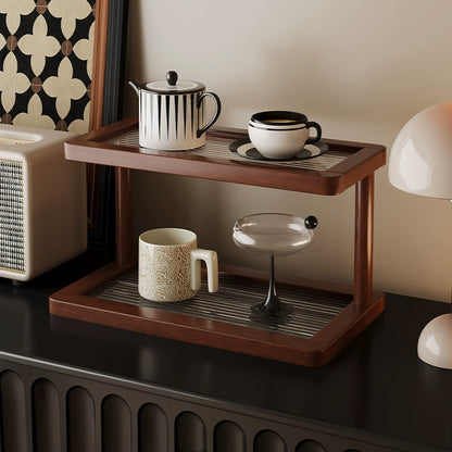 Bamboe Organizer 2 Lagen - Bureau Opbergrek met Acryl Basis