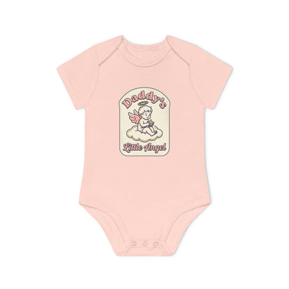Daddy's Little Angel Baby Bodysuit - Organic Short Sleeve Infant Onesie